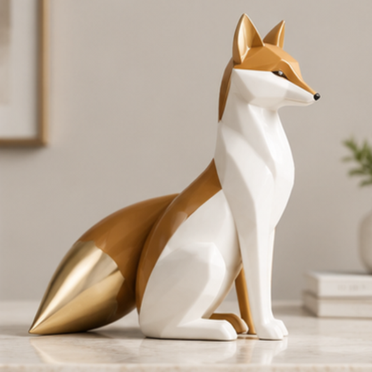 ORISVEULO® White & Gold Fox Figurine