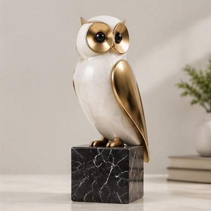 ORISVEULO® White & Gold Owl Figurine