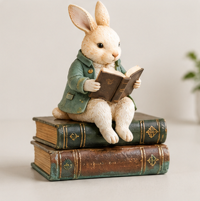 ORISVEULO® Reading Rabbit Book Figurine