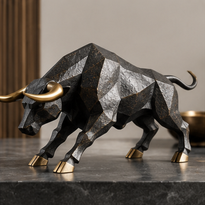 ORISVEULO® Black & Gold Charging Bull Figurine