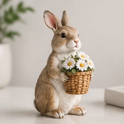 ORISVEULO® Rabbit Daisy Basket Figurine