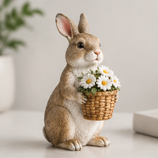 ORISVEULO® Rabbit Daisy Basket Figurine