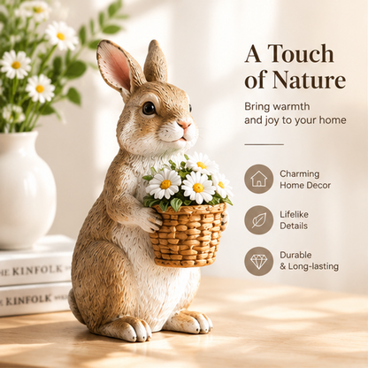 ORISVEULO® Rabbit Daisy Basket Figurine