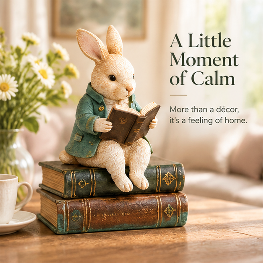 ORISVEULO® Reading Rabbit Book Figurine
