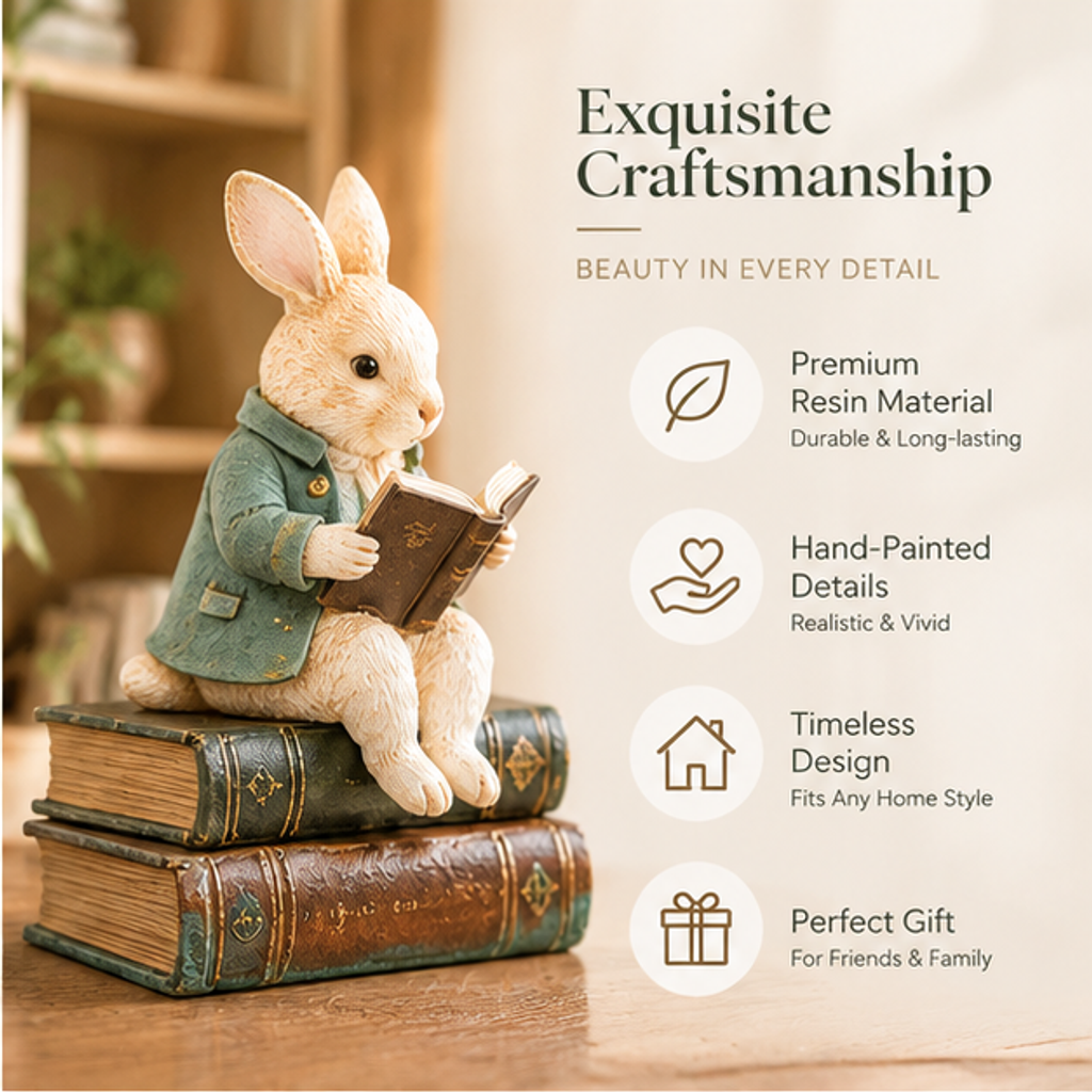 ORISVEULO® Reading Rabbit Book Figurine