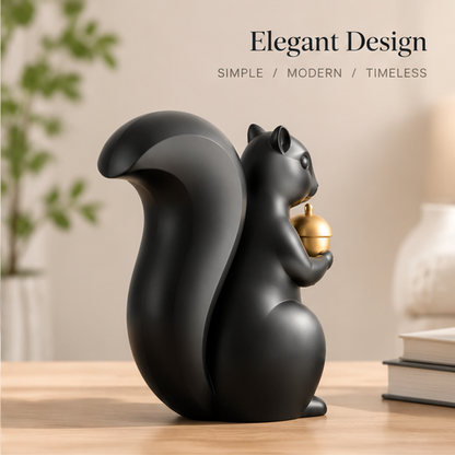 ORISVEULO® Black Squirrel Figurine with Gold Acorn