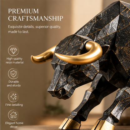 ORISVEULO® Black & Gold Charging Bull Figurine