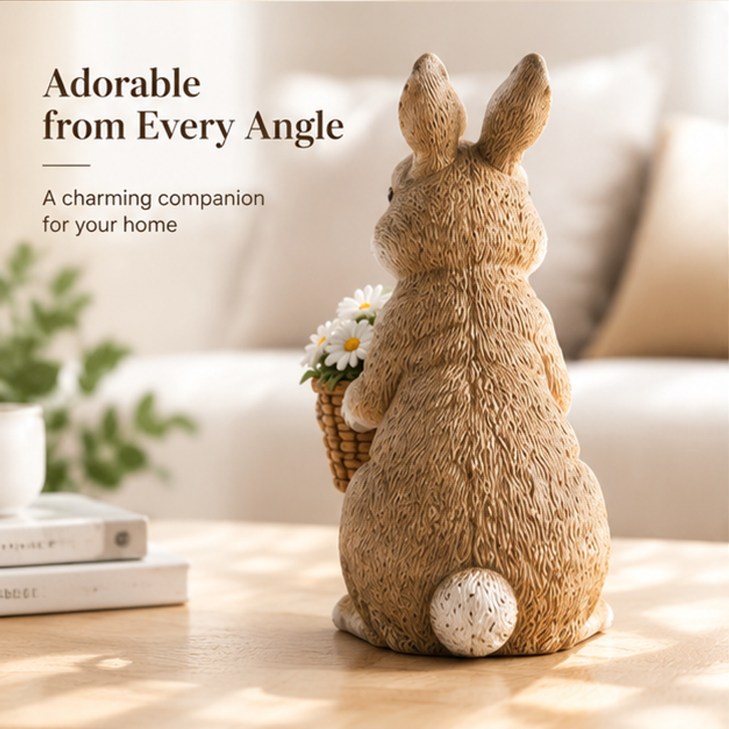 ORISVEULO® Rabbit Daisy Basket Figurine