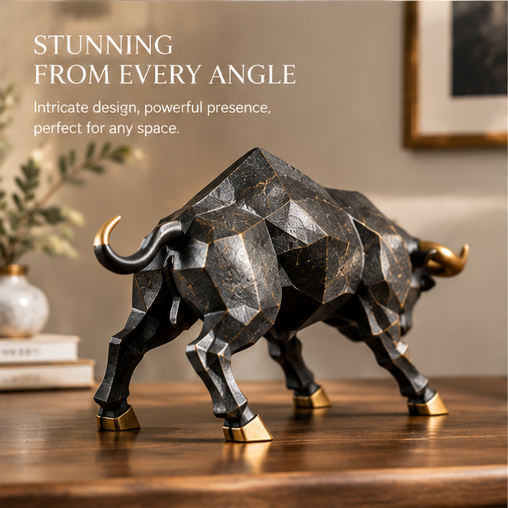 ORISVEULO® Black & Gold Charging Bull Figurine