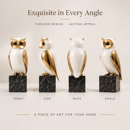 ORISVEULO® White & Gold Owl Figurine