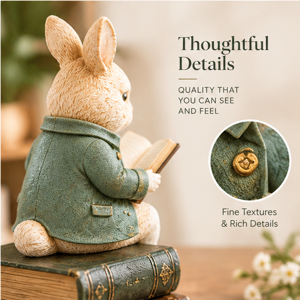 ORISVEULO® Reading Rabbit Book Figurine