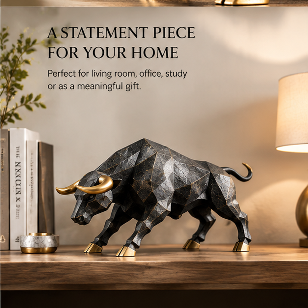 ORISVEULO® Black & Gold Charging Bull Figurine