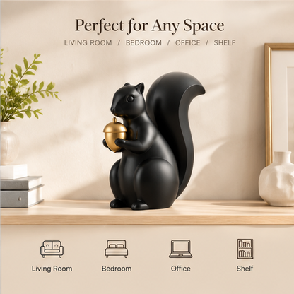 ORISVEULO® Black Squirrel Figurine with Gold Acorn