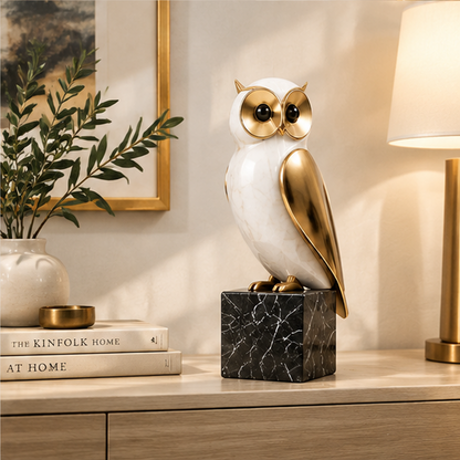 ORISVEULO® White & Gold Owl Figurine